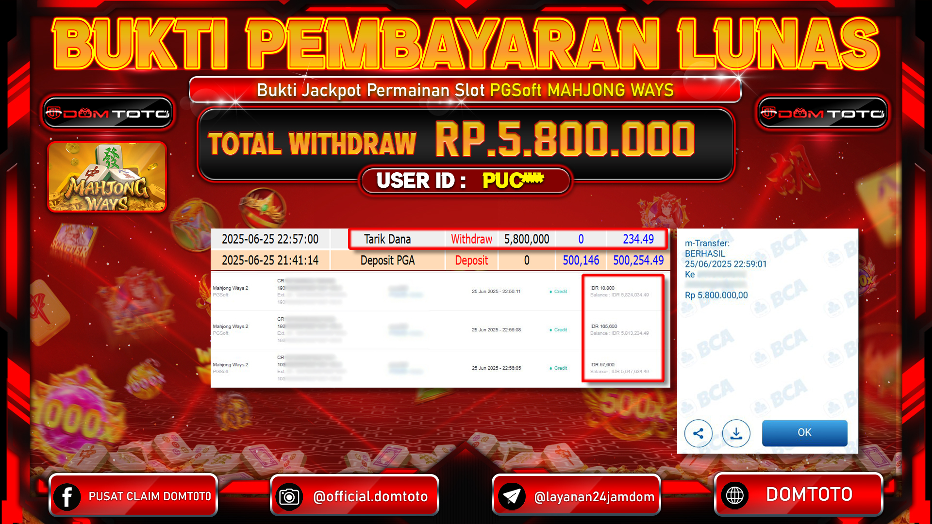 JACKPOT SLOT MAHJONG WAYS  25  JUNI 2025